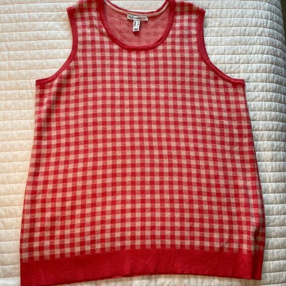 Isaac Mizrahi Pink Checkerboard Sweater Vest, size Medium - Picture 1 of 8